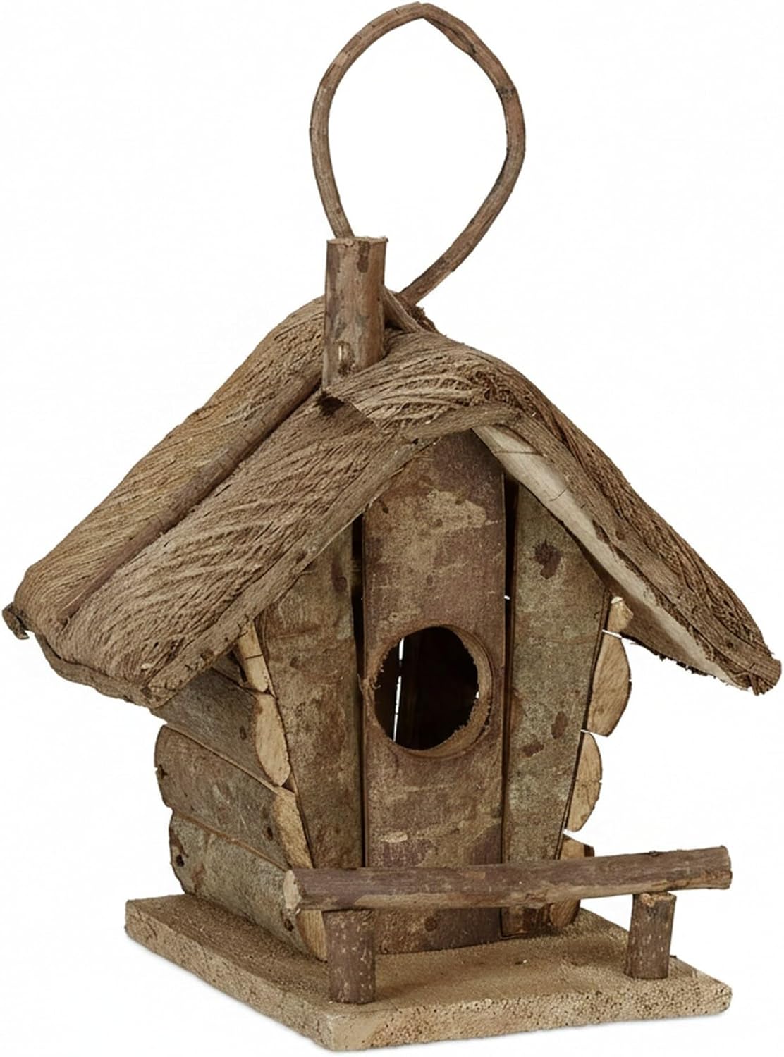 Relaxdays DECORATIVE BIRDHOUSE Untreated Wood Birdhouse 28.5 x 20.5 x 17.5 cm Natural image 4