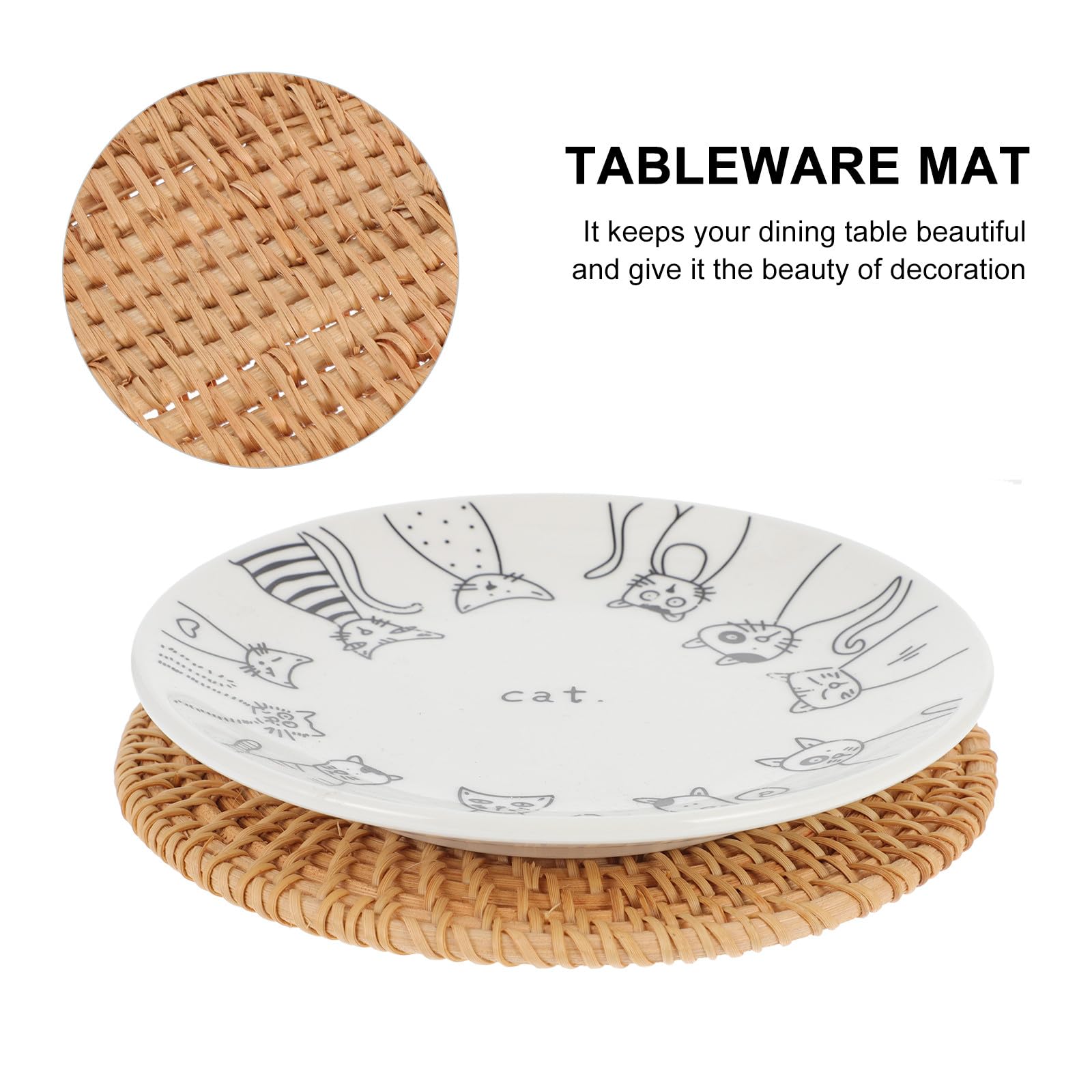 Tovaglietta Intrecciata in Rattan Marrone, Protezione Termica | 1 Pezzo, Peso Leggero, Resistenza ai Graffi, Uso su Tavolo da Pranzo e Tè