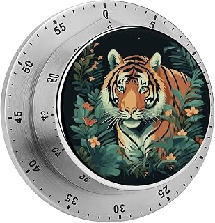 Butterfly and Tiger Timer Exquisite Stainless Steel Magnetic Timers Waterproof Durable Mechanical Countdown Countup for Loud Alarm for Baking Grilling Studying