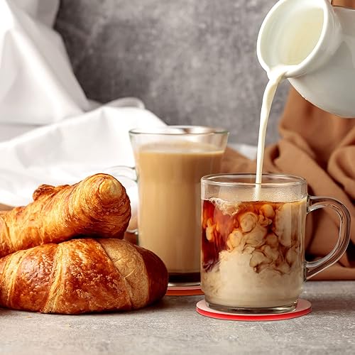 Vista 6 de Irenare 8 posavasos acrílicos coloridos de 3.9 pulgadas, bonitos posavasos redondos resistentes al calor, antideslizantes, estéticos para mesa