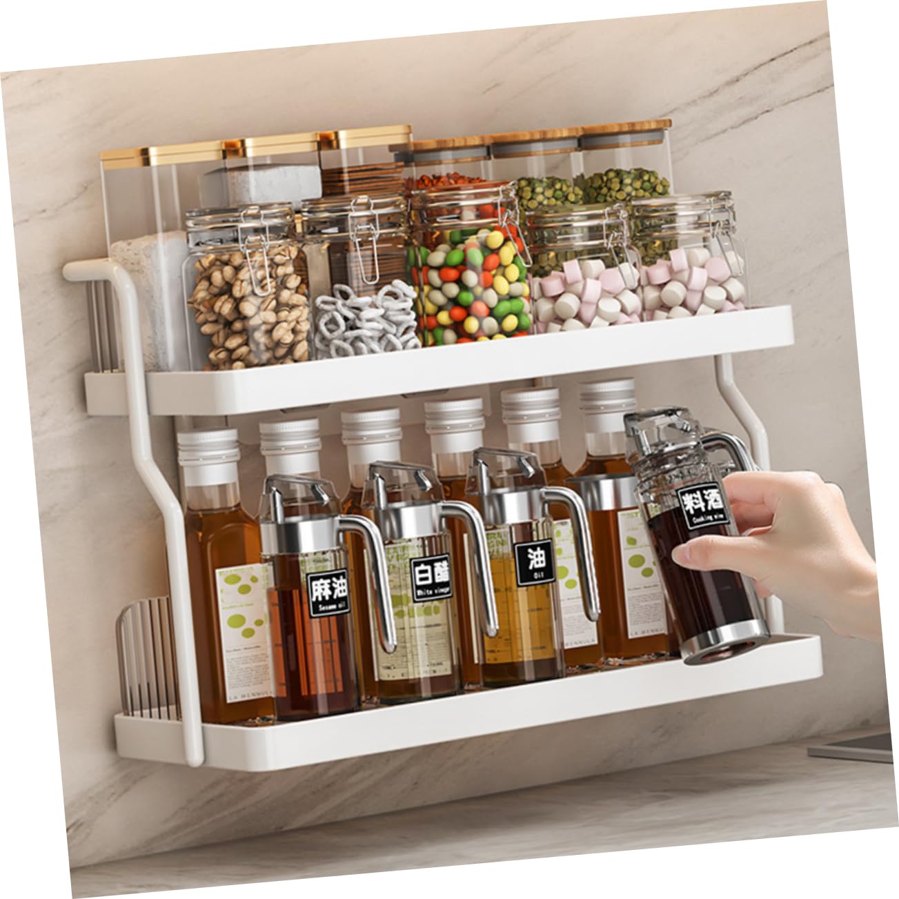 Generico Mensola Porta Spezie Alta Porta Spezie A Doppio Organizer Per Spezie Da Cucina Da Banco