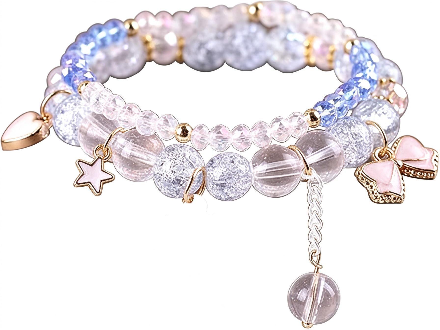 Cute Crystal Pearl Beaded Bracelet, Elastic Stretch Bead Bracelet, Lovely Decorative Wrist Jewelry for Girls Women