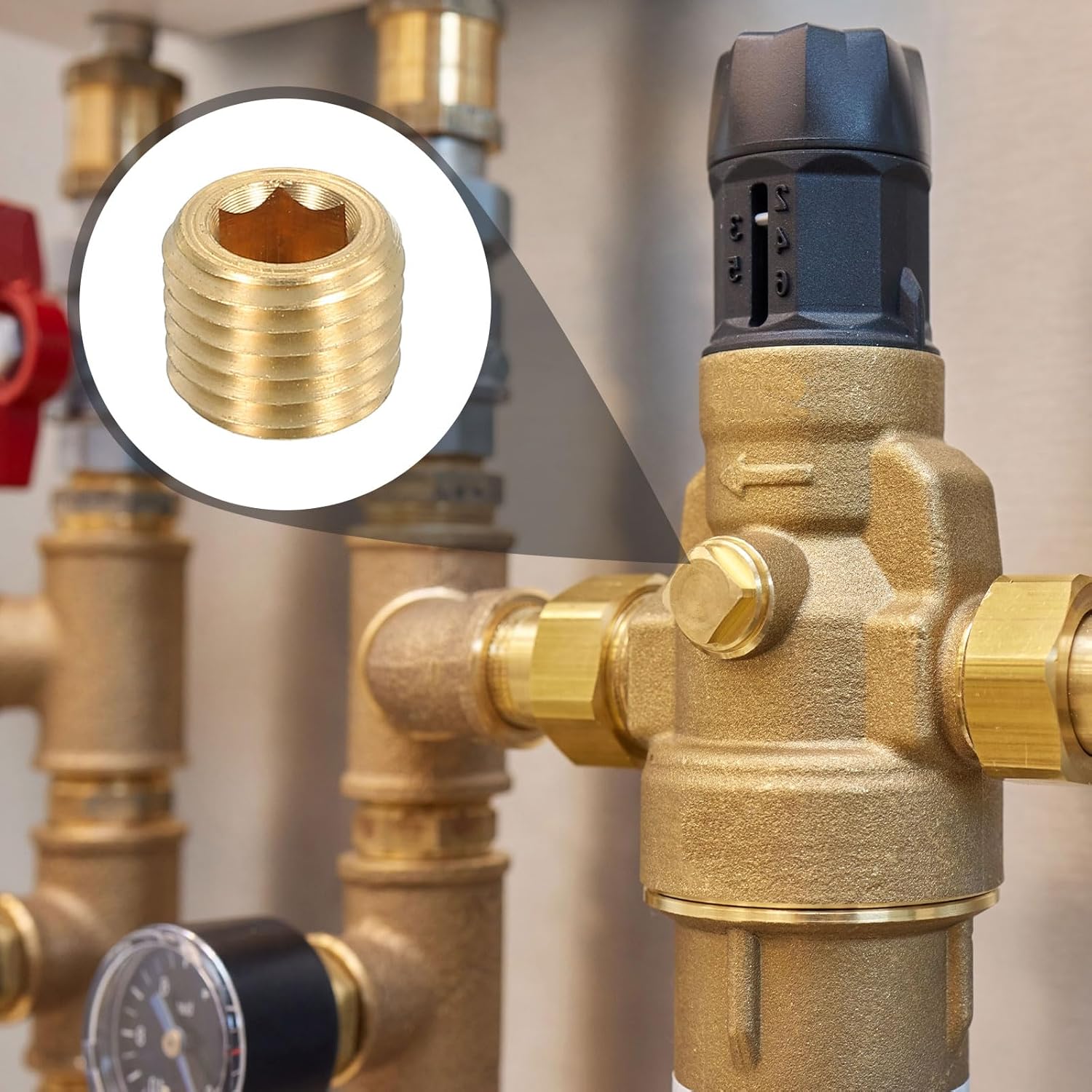 Uxcell 12Pcs Brass Pipe Plug Fitting, 1/16" NPT Male Hex Counter Sunk Plug, 6.7mm Suitable Pipe Diameter, Air Tanks