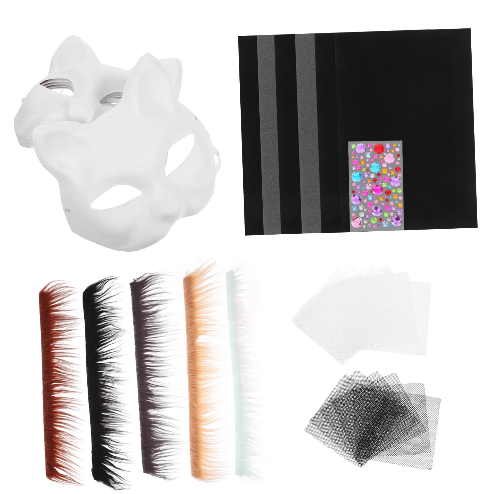Toddmomy Katzenmaske Diy Unbemalte Masken zum Basteln Dekorativer Zubehörteile für Karneval Maskerade und Kreative Projekte Fördert die Kreativität und Feinmotorik von Kindern