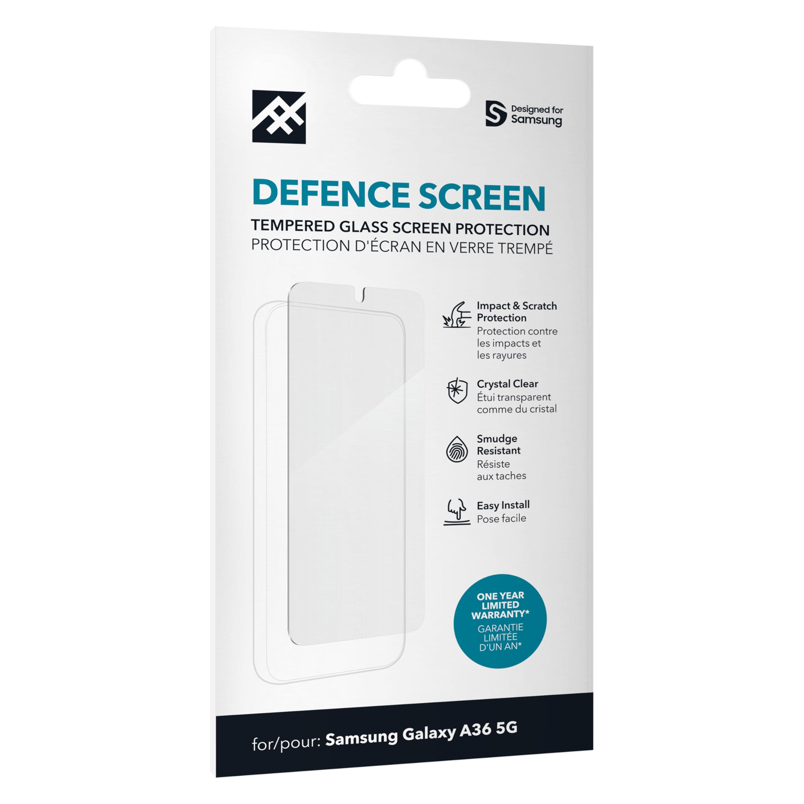 ZAGG Defence Glass Samsung Galaxy A36 [6.7 in] 5G Screen Protector, Tempered Glass, Anti-microbial, Scratch Resistant, Clear