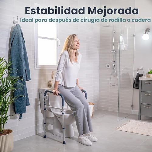 Miniatura 3 de PELEGON Rieles de seguridad para inodoro (350 libras), marco y rieles de seguridad ajustables para inodoro, riel de seguridad para adultos mayores,
