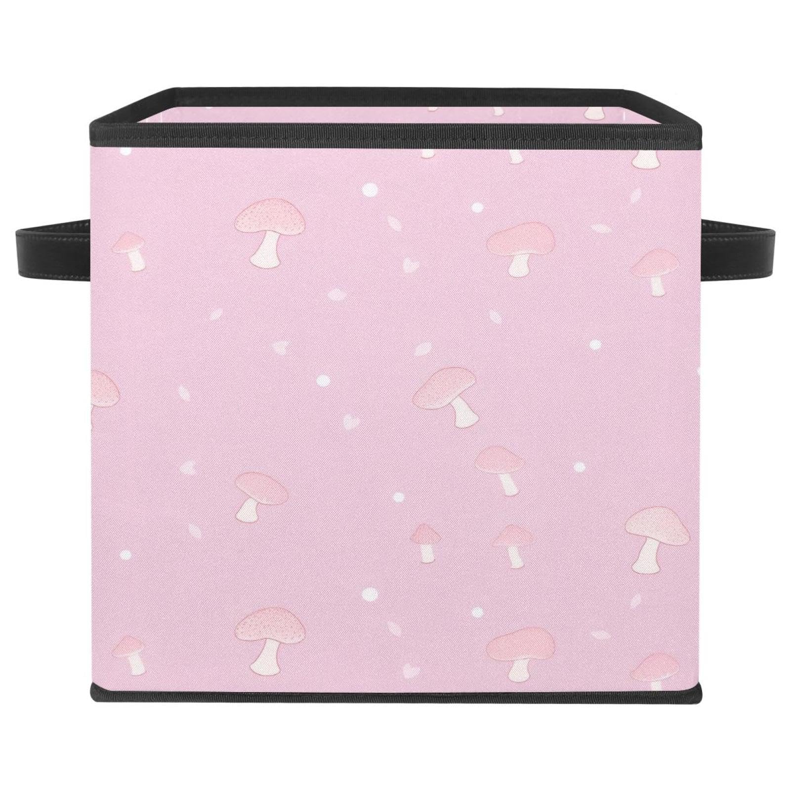 Boîte de rangement pliable maison cube de rangement 27cm motif champignon rose