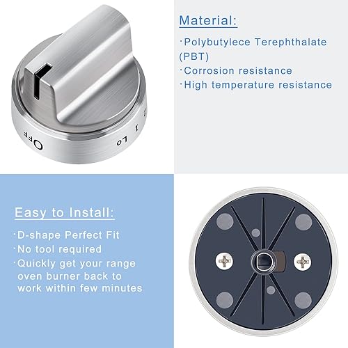 Miniatura 3 de WB03X24818 - Pomos para estufa de gas con aspecto de acero inoxidable, pomos de control de quemador de cocina de plástico, compatibles con perilla