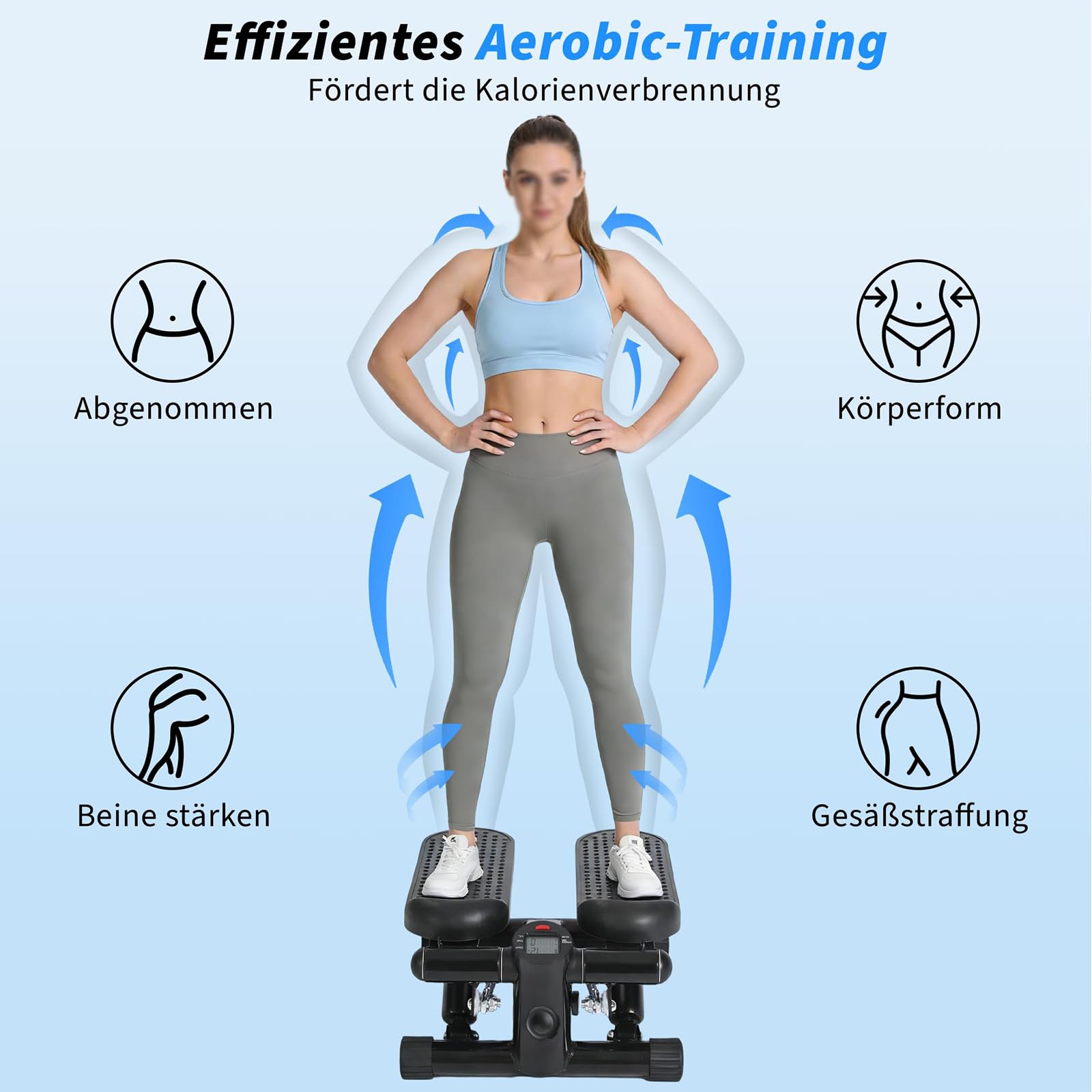 Stepper Fitness Casa Pedana Fitness Attrezzi Palestra Casa Glutei E Gambe Mini Stepper da Casa con Fasce di Resistenza E Monitor LCD Pink
