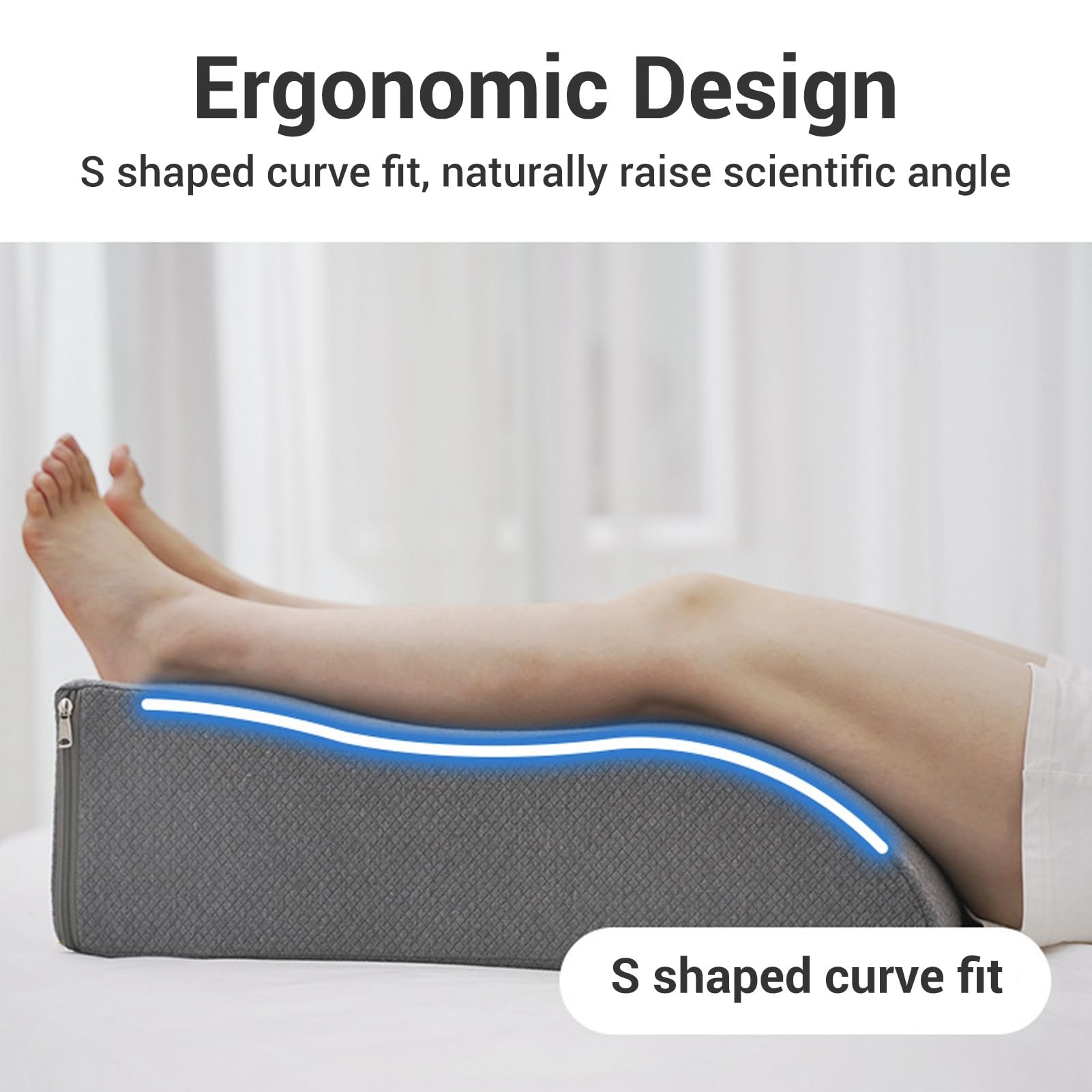 Fabater Leg Pillow, S Shaped Leg Support Pillow, Leg for Sleeping, Reading, Relief for Knee, Back, Hip Pain, Leg Rest Pillow for Elderly, Pregnant Women