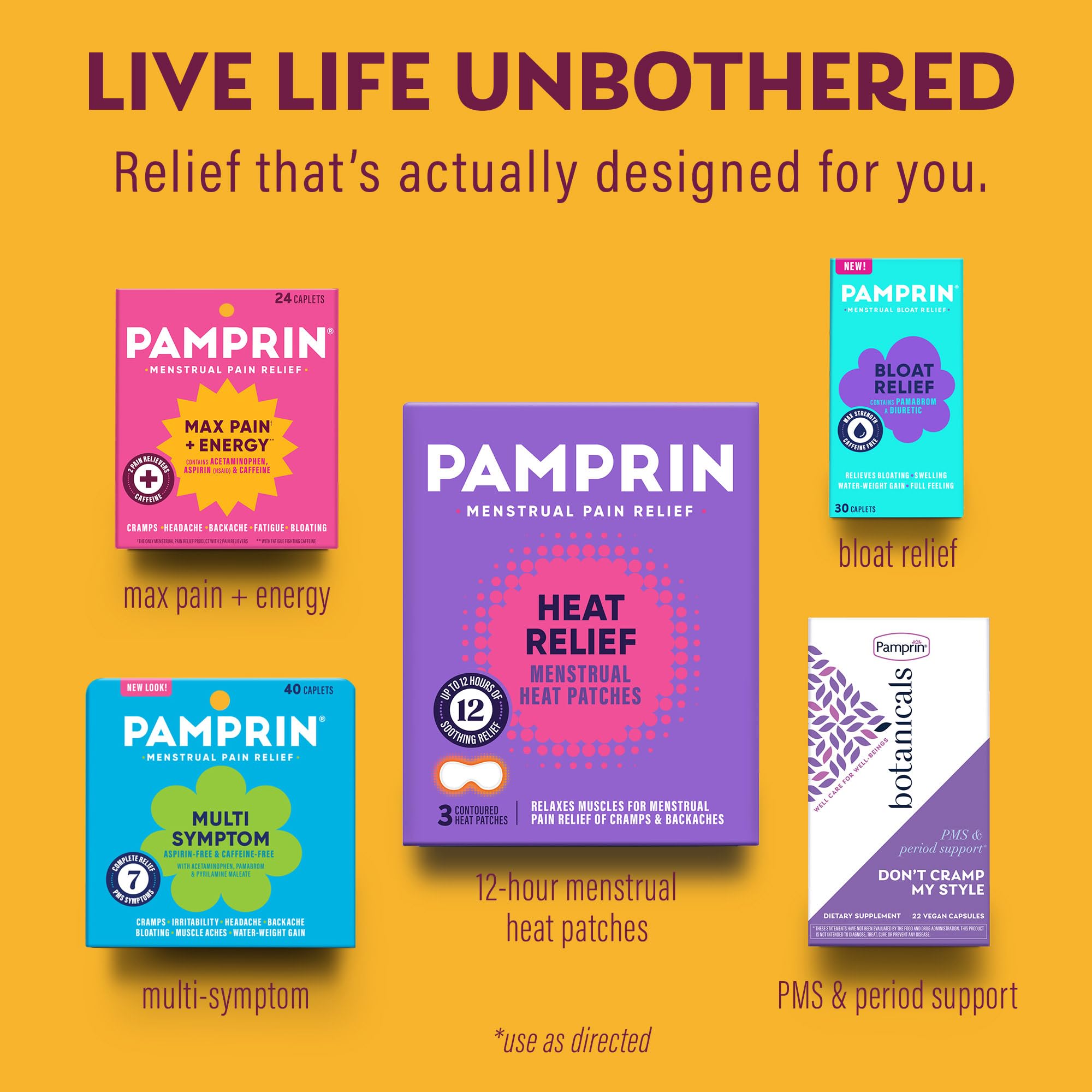 Pamprin Maximum Strength Max Pain and Energy Formula, Menstrual Period Symptoms Relief for Cramps, Bloating and Fatigue, 24 Caplets — Amazon image 6