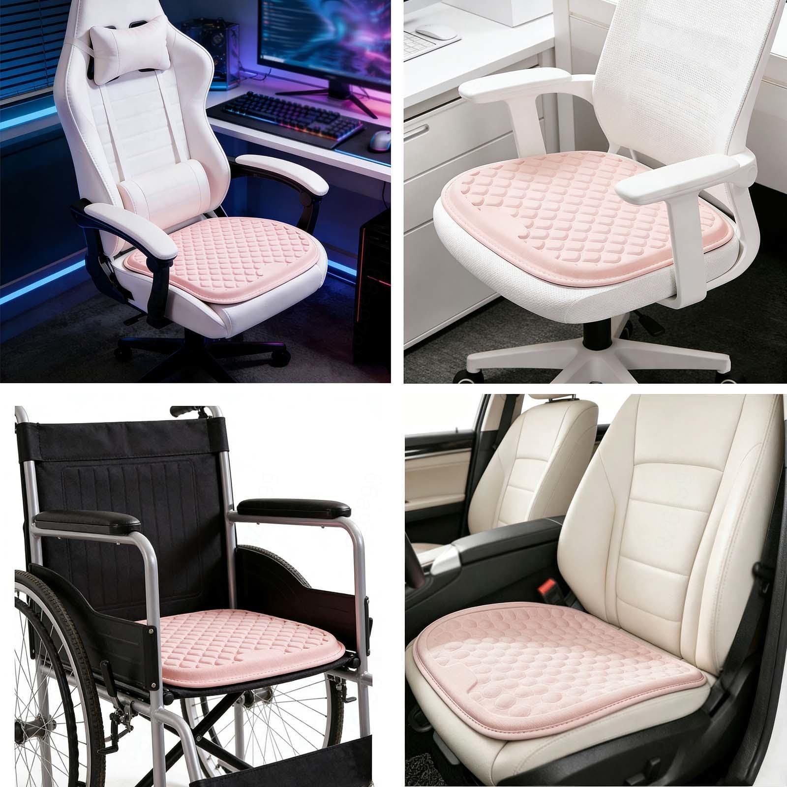 Cojín Asiento Coche Tejido de Refrigeración 3D Cojín Silla Ruedas Fina, Transpirable y Cómoda para Automóviles, Sillas de Oficina, etc.,Gray-HexagonalStyle-Seatcushion+Backcushion