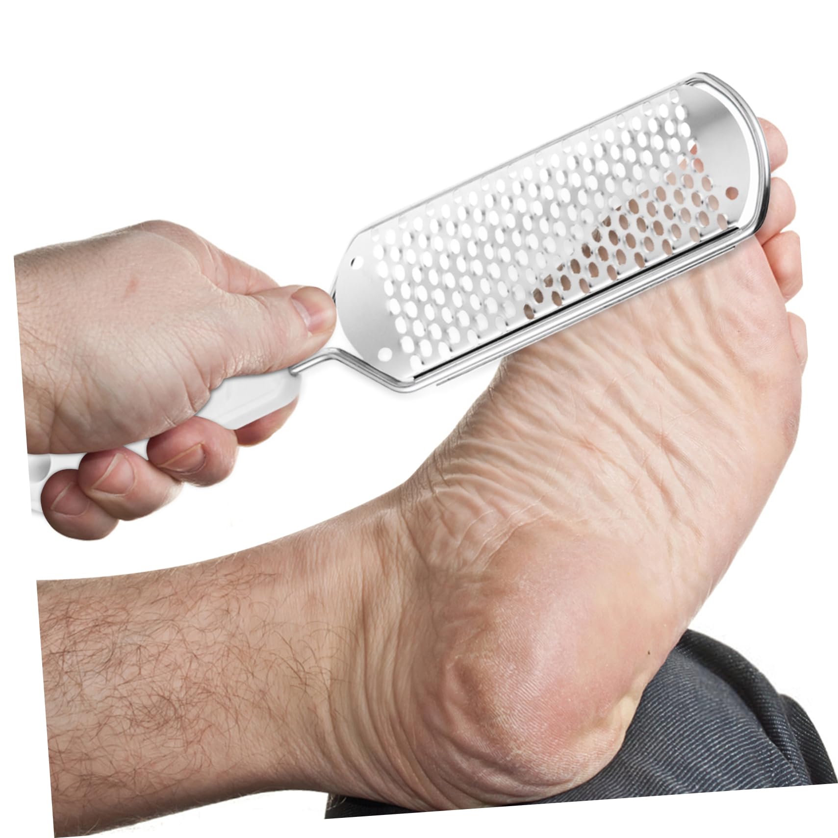 FRCOLOR 2pièces Fichier De Pied Acier Inoxydable Râpe à Peaux Mortes Ergonomique Nettoyage Facile Utilisation Accessoire De Manucure Portable Pour Élimination Des Callosités