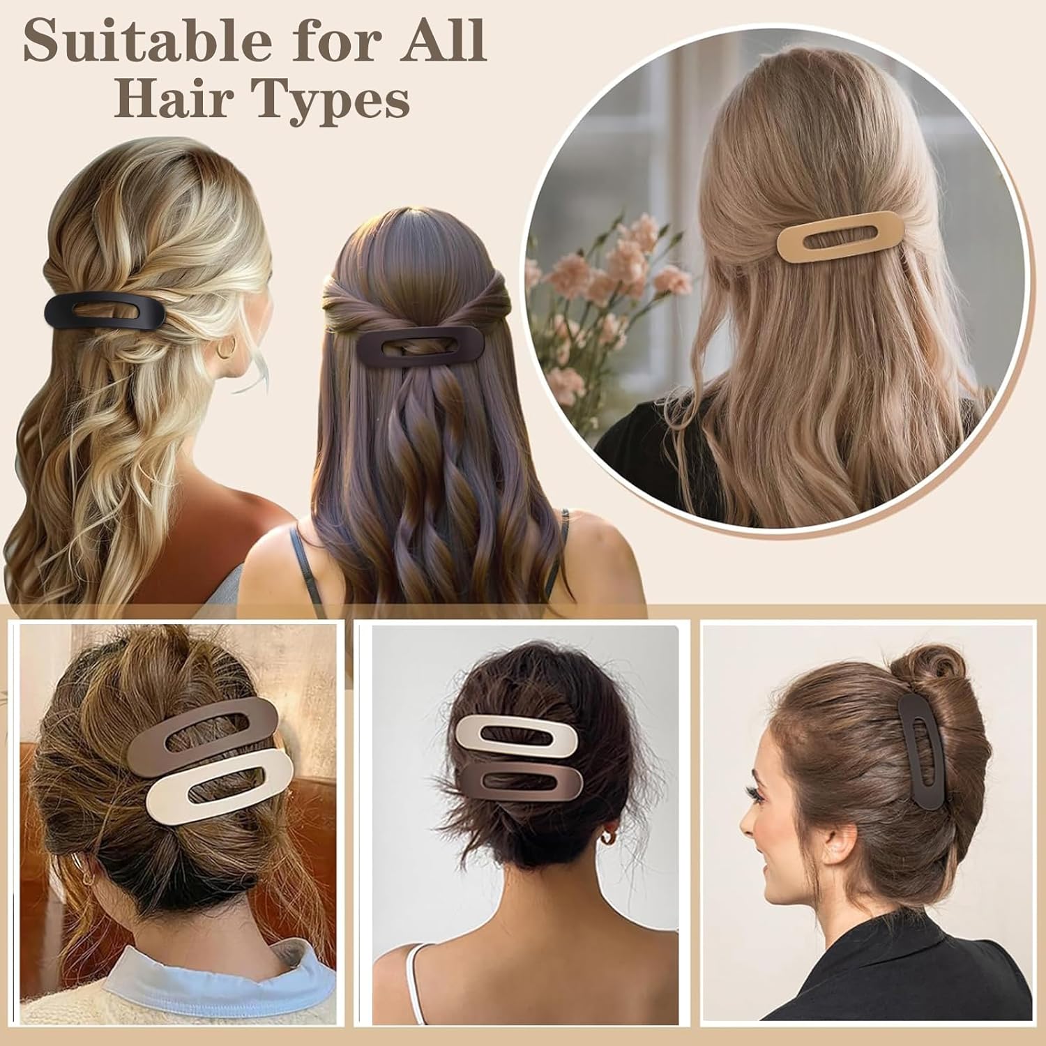 5 Pcs Flat Hair Clips, Large Lay Flat Claw Clips for Women Girls,Strong Hold Non-slip Matte Hair Claws for Thick Thin Hair(Black&Pink) - Image 7