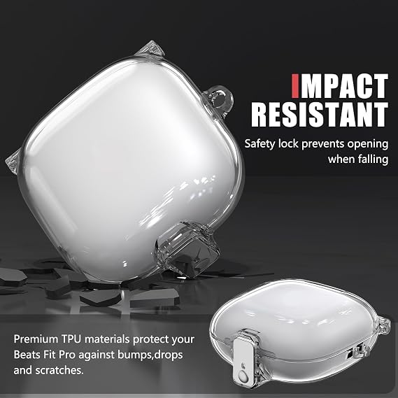 Inesore for Beats Fit Pro with Safety Lock Case Cover (Clear)
