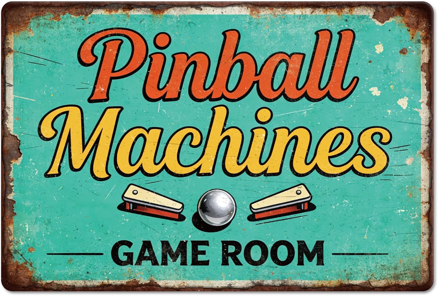 GLOBLELAND Pinball Machines Metal Tin Sign 12x8 inch