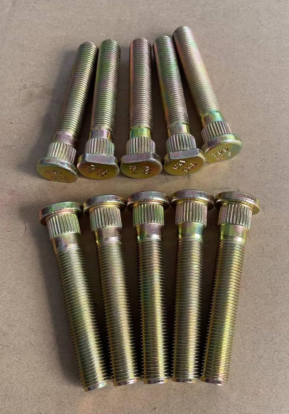 10 PCS 1/2-20 Extended Serrated Wheel Stud Bolts 0.582 in. Knurl, 3 in. Length Replacement for 1994-2004 Ford Mustang Front; 1992-2017 Dodge Viper; 91-04 Dakota, 98-03 Durango
