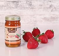 Vista 1 de Miel de fresa - Miel cruda con sabor orgánico - Tarro de vidrio (peso neto 11 onzas)
