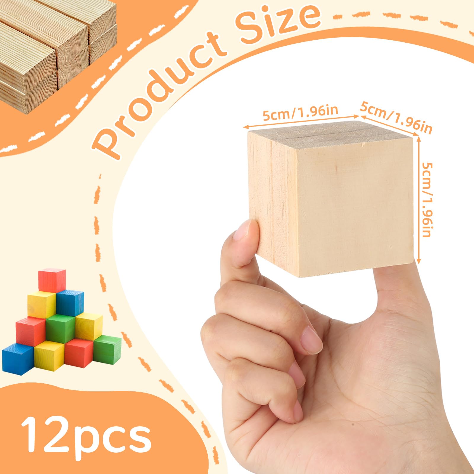 Cubi Di Legno Per Decorazione | 20 Pezzi 5x5x5 Cm | Legno Di Pino Naturale