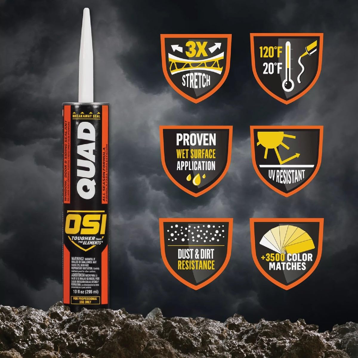 OSI 827837 Quad Multi-Polymer Sealant, 10.5 oz Cartridge (Pack of 12)