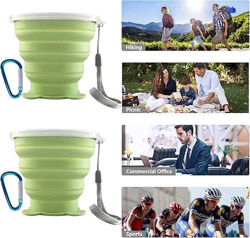 Miniatura 4 de FINDWORLD Taza plegable  Taza plegable de silicona  Taza plegable expandible  Taza portátil reutilizable para viajes campamento senderismo