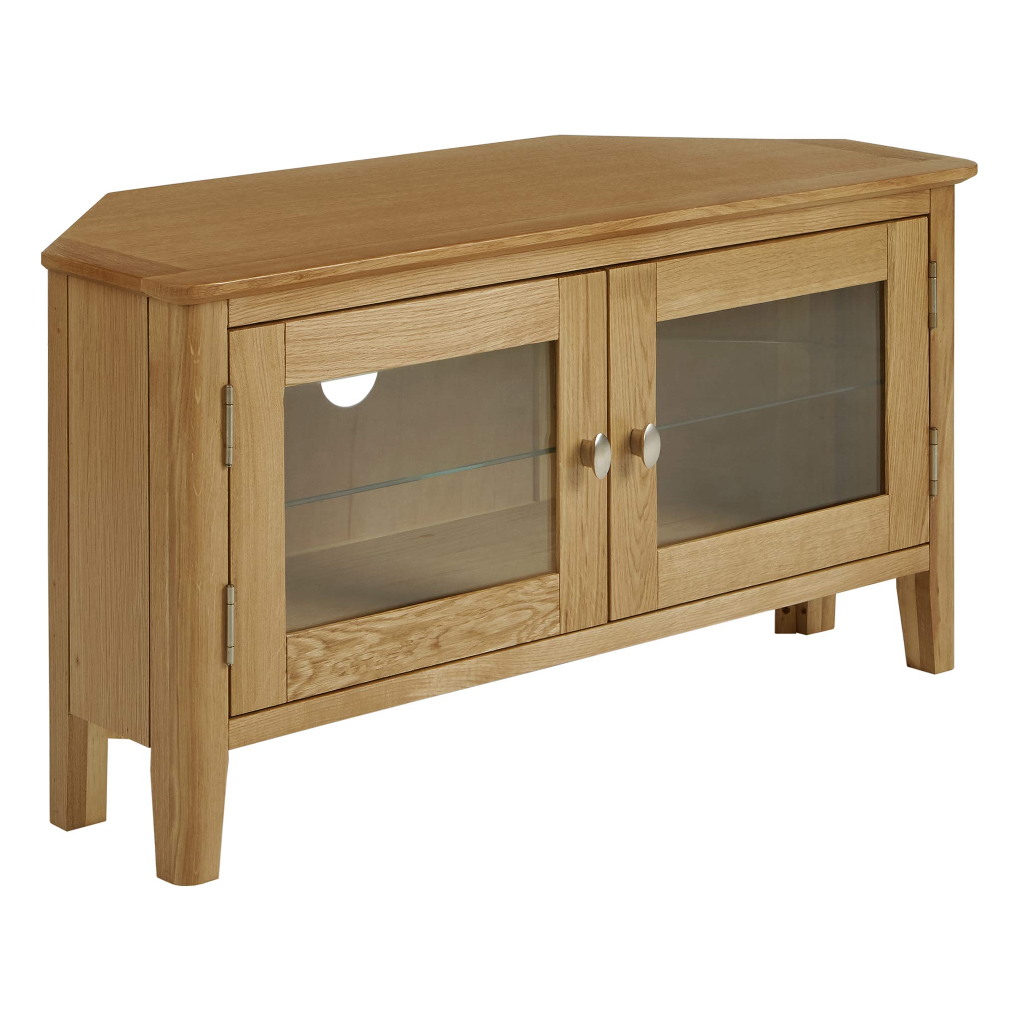 Roselandfurniture White Alba Oak Corner Tv Stand