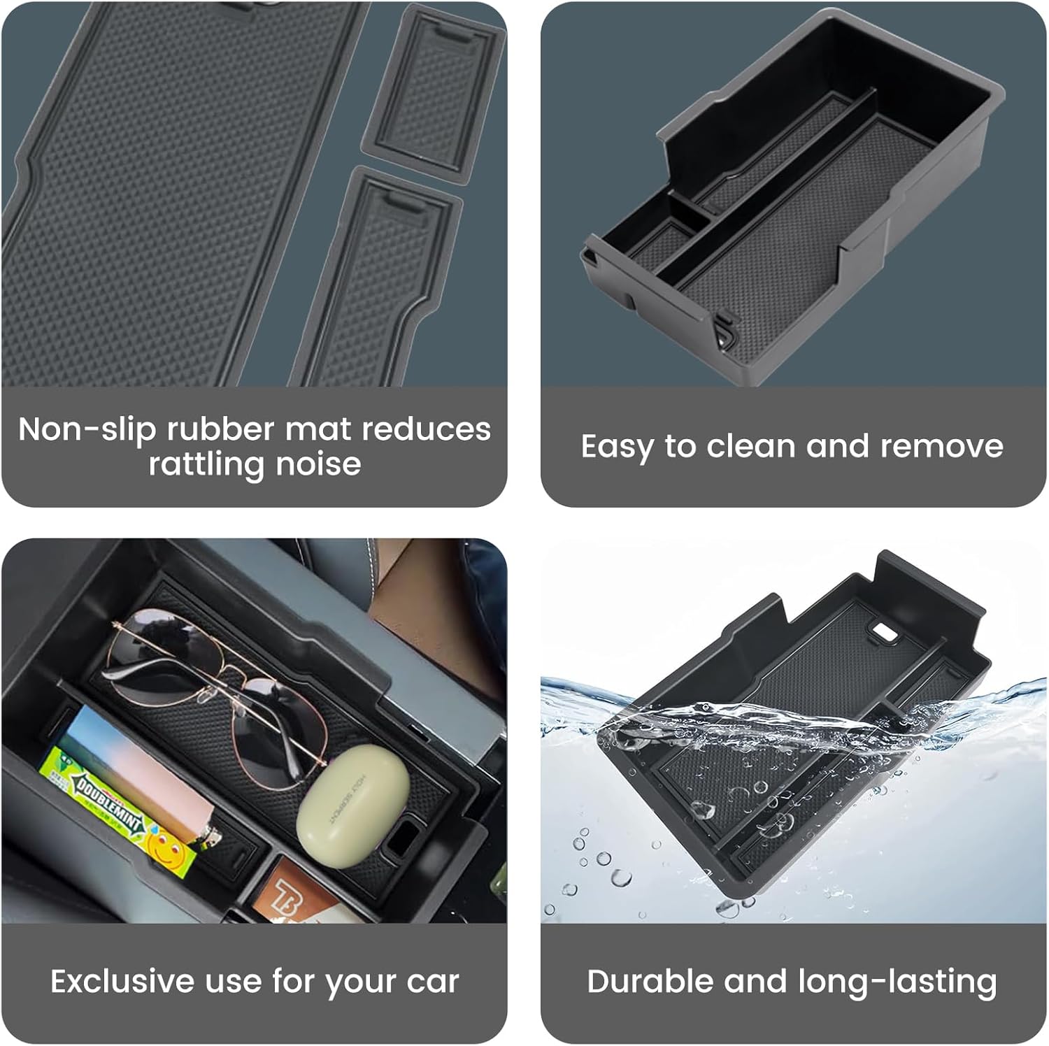 Compatible with 2PACK 2025 2026 Chevy Equinox Center Console Organizer [Not EV], for 2026 2025 Chevy Equinox [LT/RS/ACTIV] Accessories Upper and Lower Center Console Tray Rubber Mats