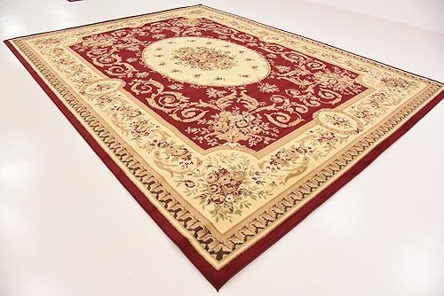 Miniatura 4 de Unique Loom - Alfombra clásica tradicional, colección Versalles, Polipropileno, RojoVerde