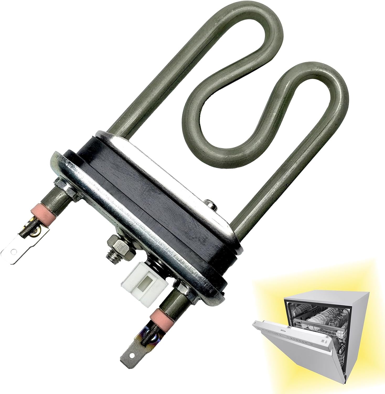 AEG72950001 Dishwasher Heater Assembly Compatible with LG LDF5545ST LDS5811ST LDS5811BB, AEG L8FEC9412N Dishwashers Heating Element and Thermistor Set Replace 2657686 PS7788065 and More