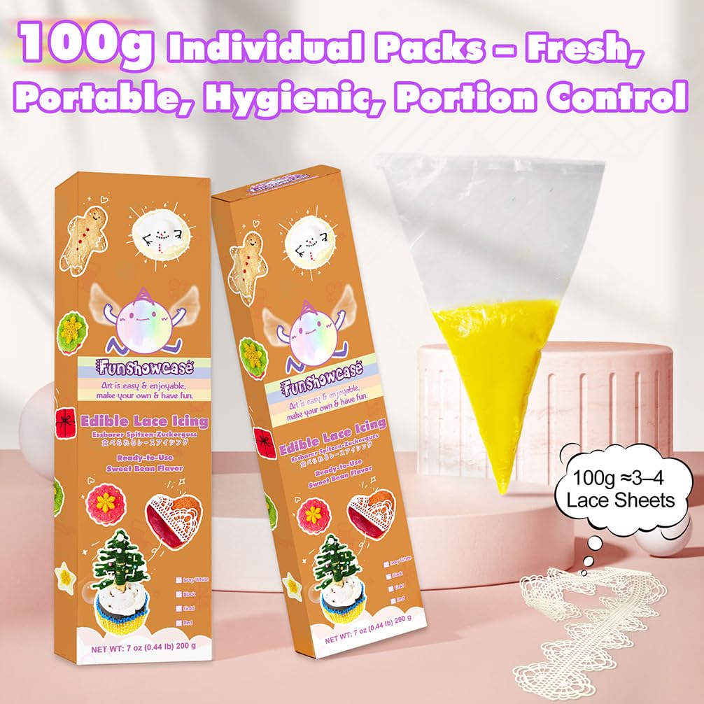 Edible Lace Icing Mix for Cake Decorating Frosting, Gold, 14oz (400g)