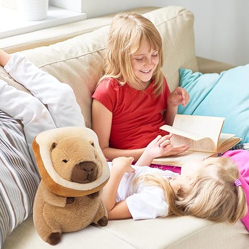 Miniatura 7 de Ditucu Linda almohada de felpa Capybara con tostada para llevar puesta, pan kawaii Capybara relleno Aniamls juguetes regalos para niños 11 pulgadas