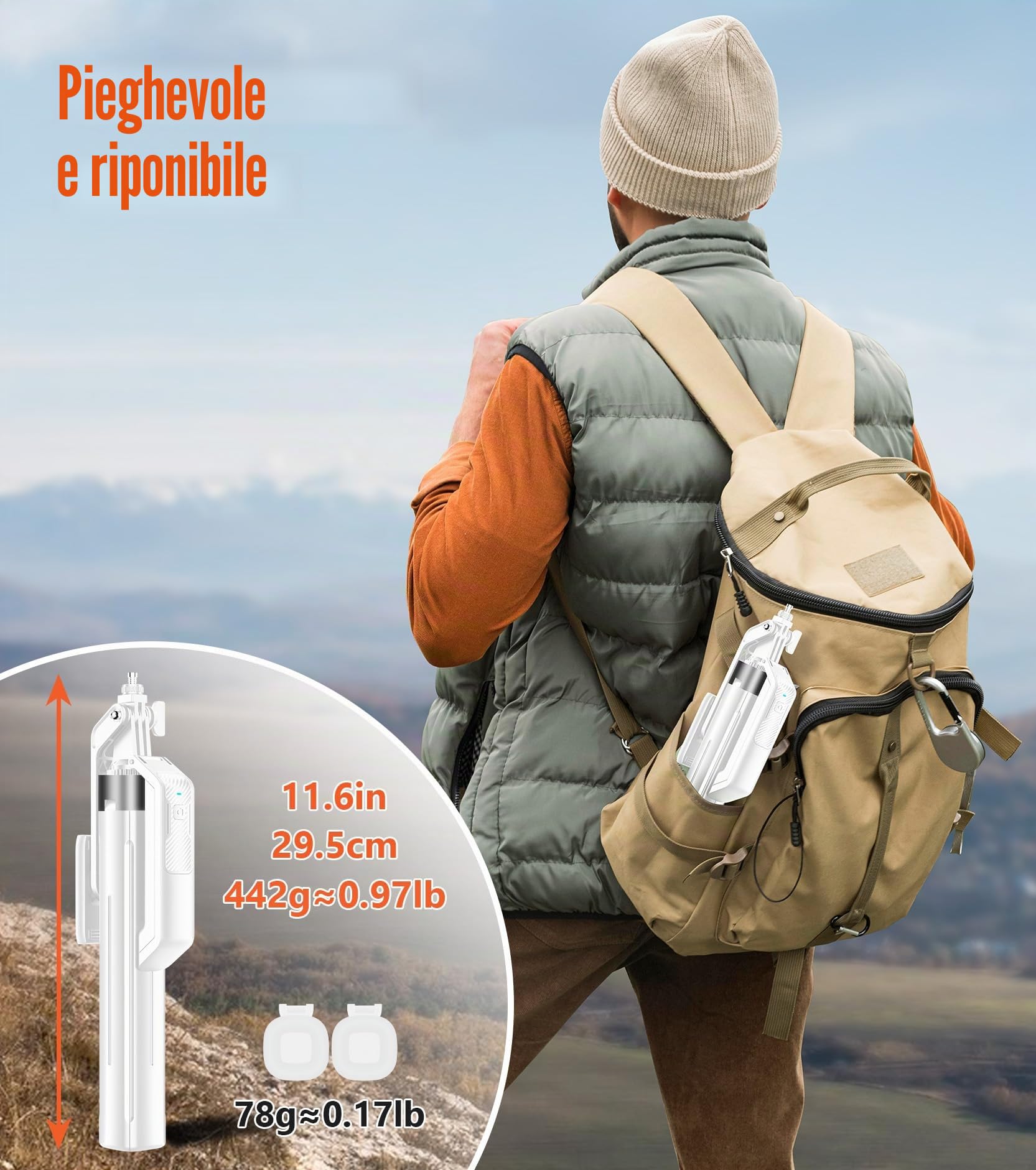 Asta per Selfie Treppiede Smartphone - Bastone Selfie Stick Cavalletto per Telefono 180cm con Telecomando e 2 luce LED per Video e Foto, Supporto tripod per iPhone, Android, Fotocamera e Gopro