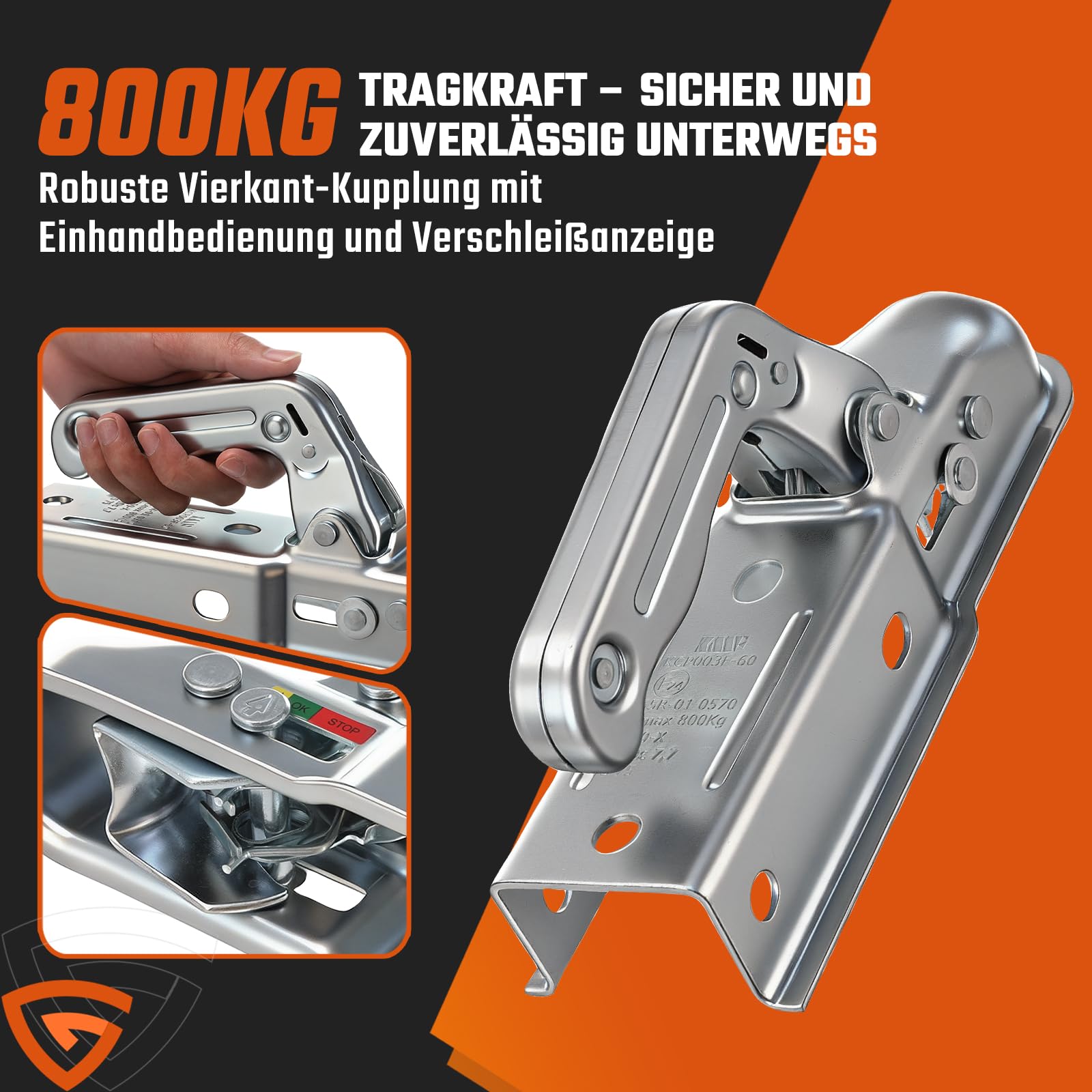 GEARMONSTER Zugkugelkupplung 800KG 50x60mm Universal Anhängerkupplung