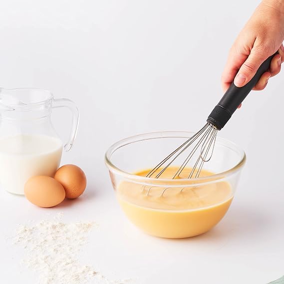 Stand Up Whisk - Ideal for Pastry, Sauces, Liquid Pasta - Handy Spike for Hanging Whisk on Container