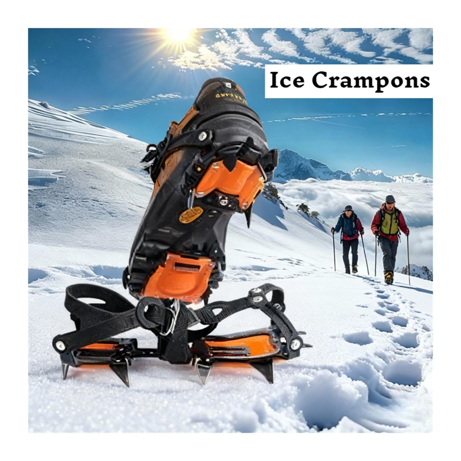 Eissteigeisen mit 10 Zähnen, rutschfest, Edelstahl, leicht, verstellbar, for Bergsteigen, Wandern, Eisklettern, Skifahren, Männer und Frauen