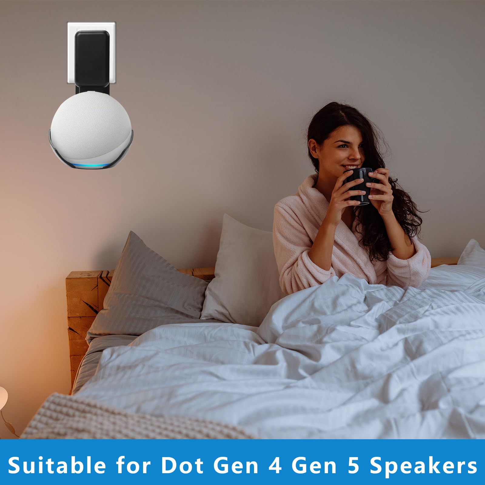 Soporte de Pared Echo Dot 4 Soporte Echo Dot 5 Accessories Gestión de Cables Integrada Ahorra Espacio sin Necesidad de Tornillos para Salón Dormitorio Baño