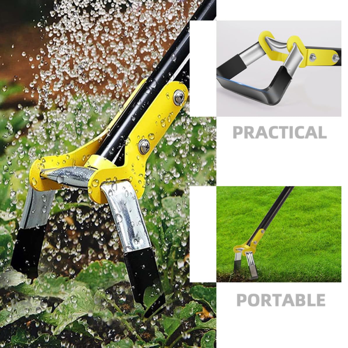Azada de Mano para Jardinería Pequeña y Portátil de Acero Inoxidable Mango Ergonómico, Adecuado para Deshierbe y Aireación Hogar y Jardín