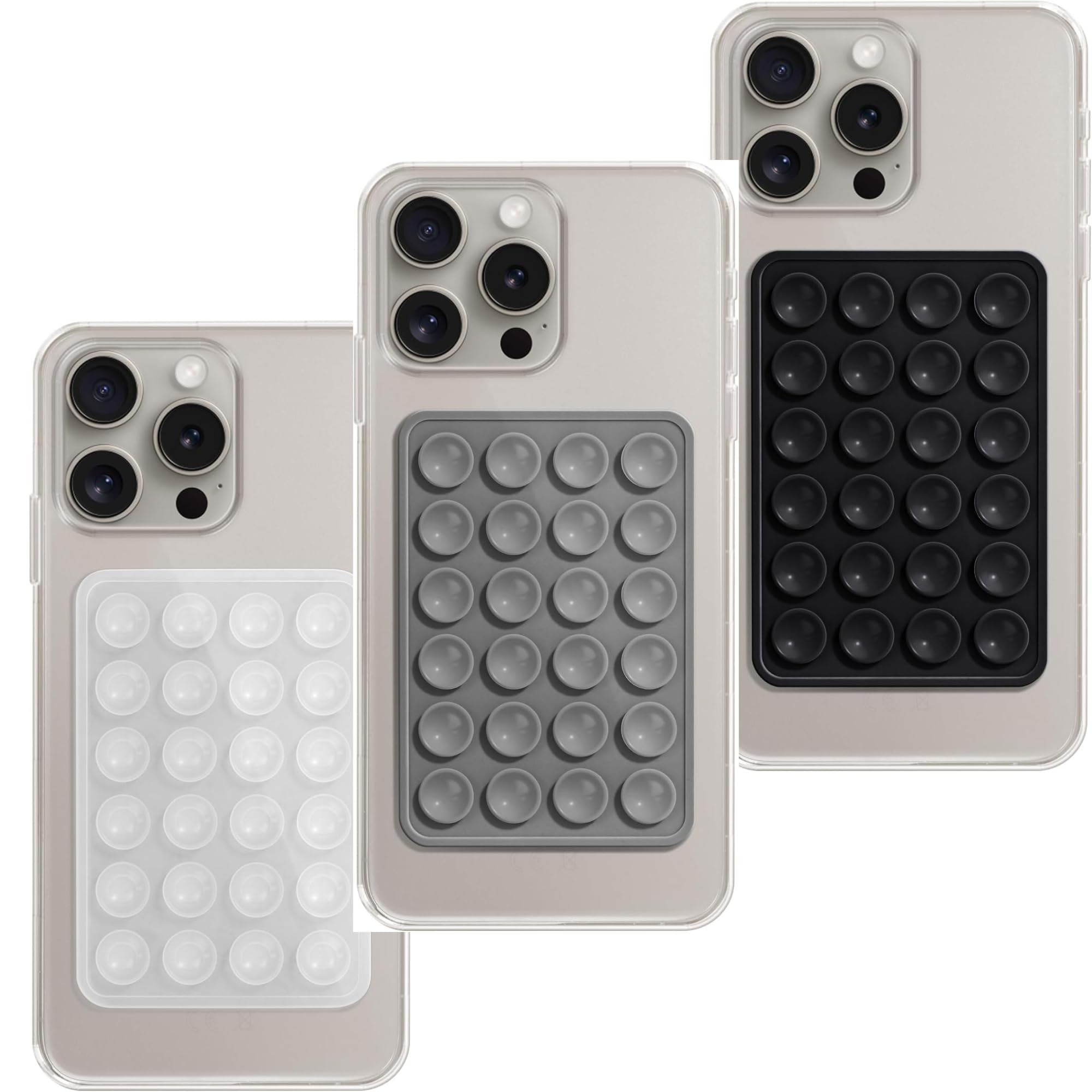 Suction Phone Case | Universal Reusable Suction Sticker Holder | Strong Grip Octobuddy Back Cover | Black, White & Grey 3 Pack-image-18