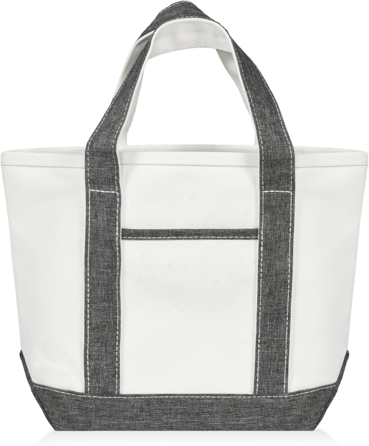 DALIX 14" Mini Small Cotton Canvas Party Favor Wedding Gift Tote Bag in Gray White - Image 4