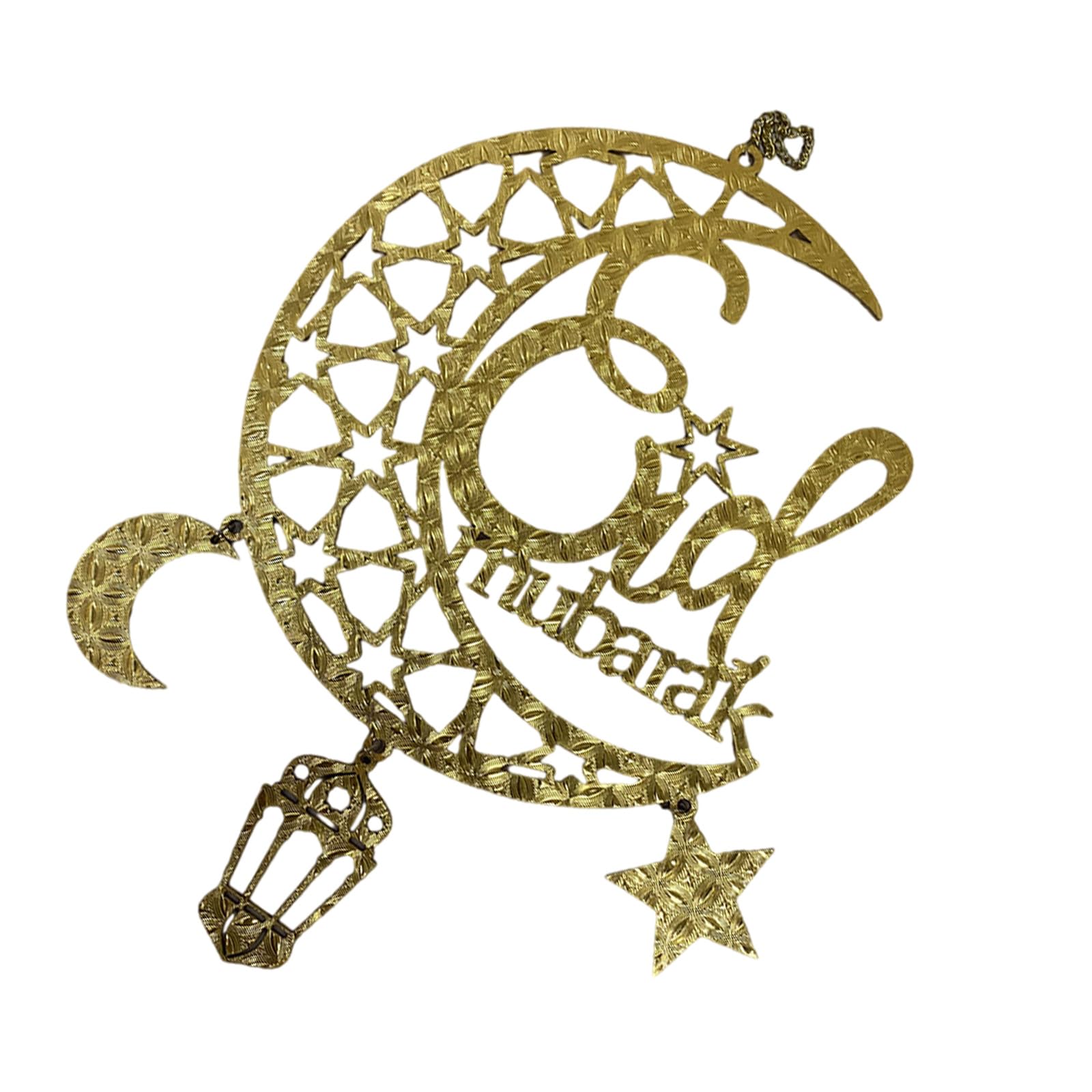 Tsophreniq Eid Festival and Star Wood Hanging Golden Pendant Party and Event Decoration Religious Ornament for Front Door Eid Festival Ornament