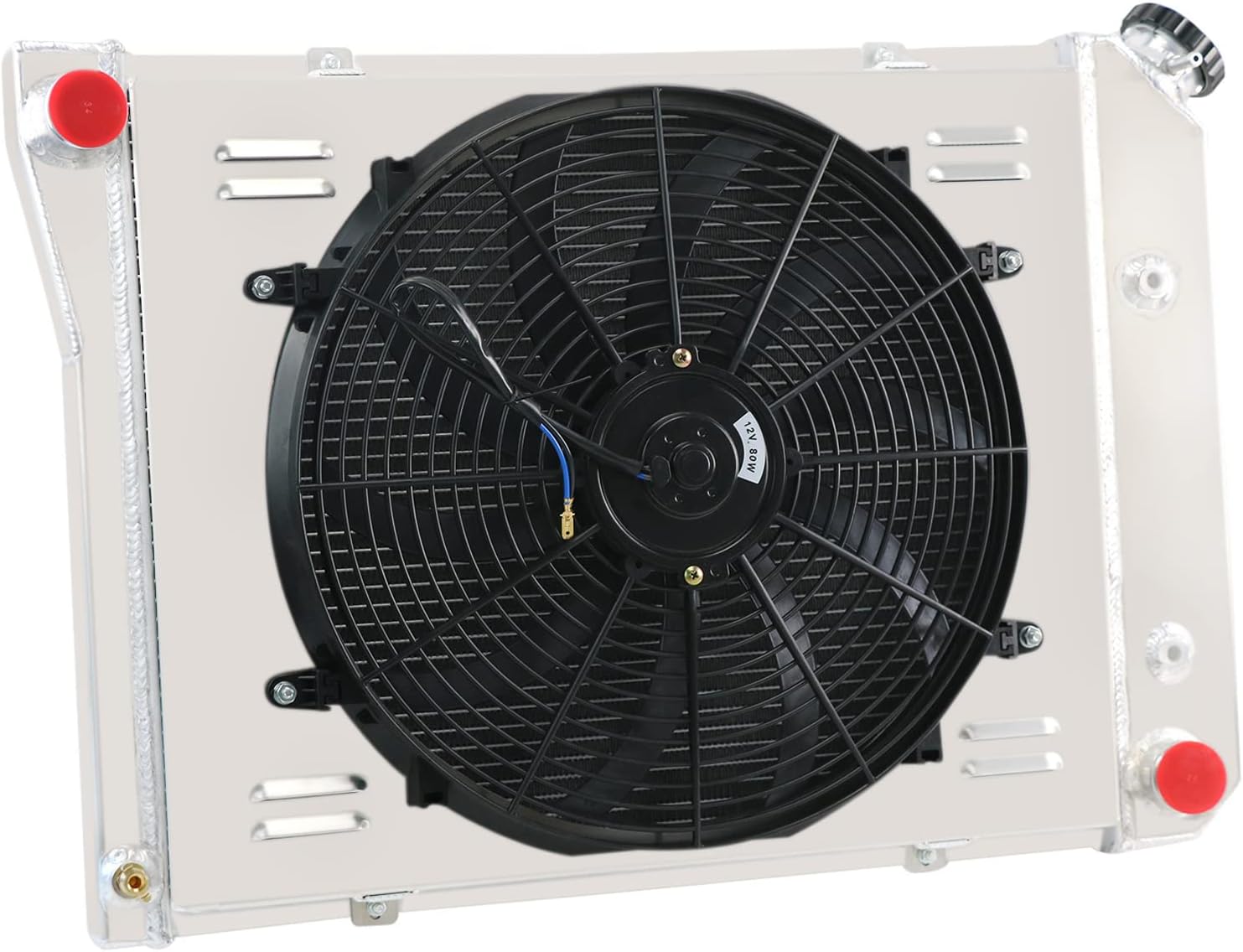 CU571 Aluminum Radiator For 1968-1987 Chevy Nova Chevelle Camaro El Camino Impala Pontiac Firebird Bonneville 64-87 Buick LeSabre Regal 73-87 Oldsmobile Cutlass Radiators Shroud Fan Relay