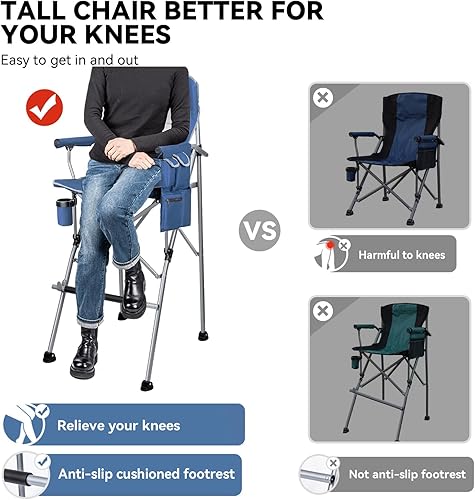 Miniatura 4 de Silla alta plegable para salón de maquillaje, silla portátil para sesión de fotos plegable de altura de barra de campamento con bolsa Stroage,