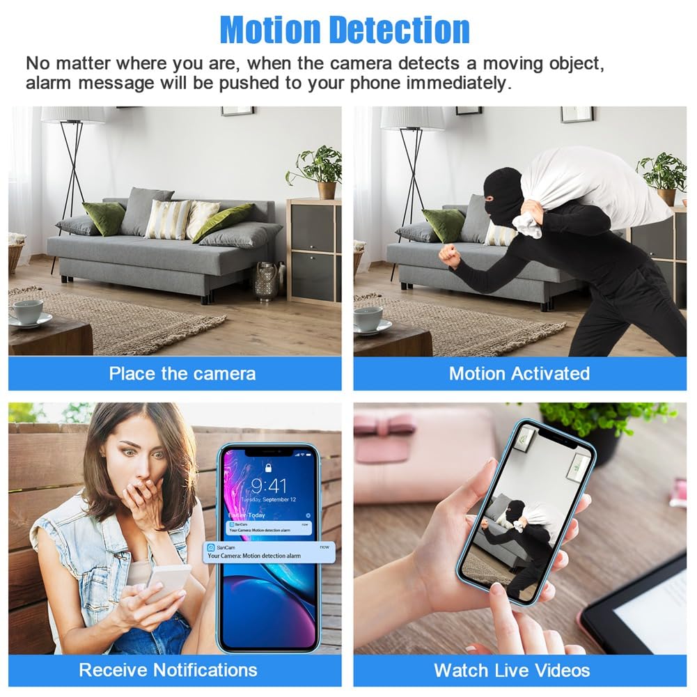 Sicurezza Domestica Visione Notturna Rilevazione di Movimento Mini Video Registratore Vocale Allarme Monitor Remoto 4K WiFi Mini Camera