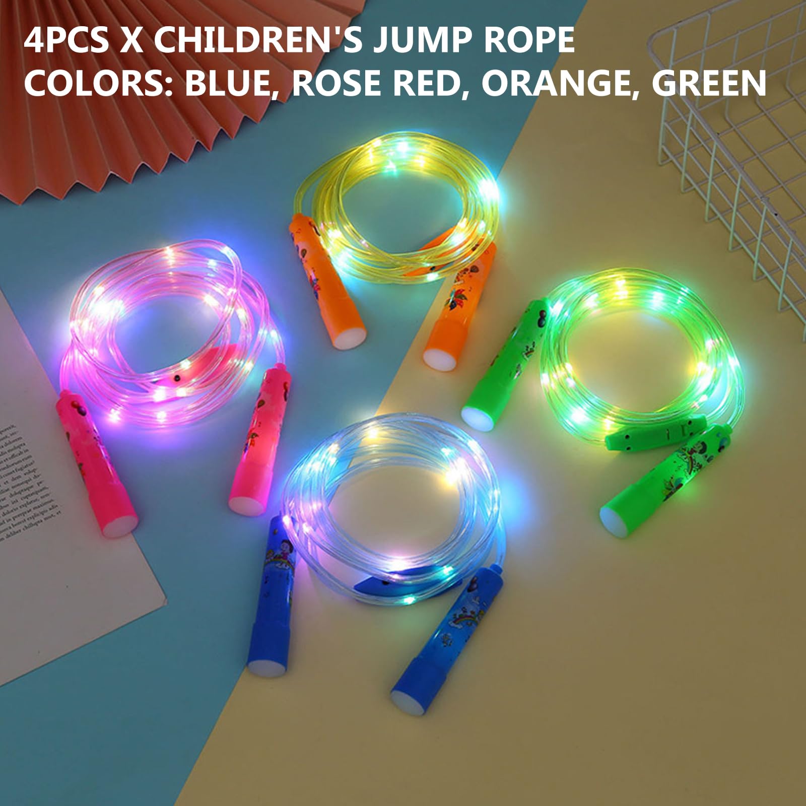 Lot De 4 Cordes à Sauter LED – Réglables, 3 Modes D’Éclairage Pour Le Sport Et Les Soirées