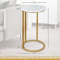 Vista 2 de Serteaw Mesa auxiliar en forma de C, mesa auxiliar resistente para sofá, mesita de noche, espacio pequeño, bandeja para TV, soporte para tocadiscos