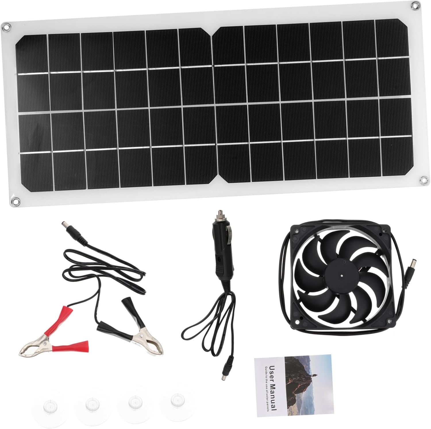 BESPORTBLE Lar Panel Fan Kit Mini Pet House Cooling Fan Solar-powered Energy Efficiency