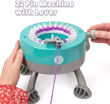 Knitting Circle Station for Kids | Kids Craft Kit for Beginners, Small Knitting Machine, Knit Gloves Hats and Scarves with Two Coloured Yarns