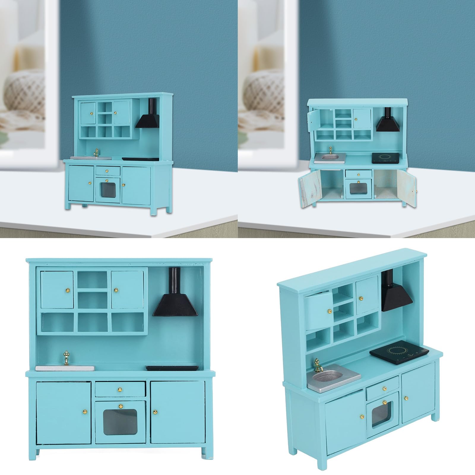 Armadio da cucina Armadietti Mobili in miniatura Modello Case Bambole Accessori da cucina Realistico Playset 1: 12 Case delle bambole in legno Accessori
