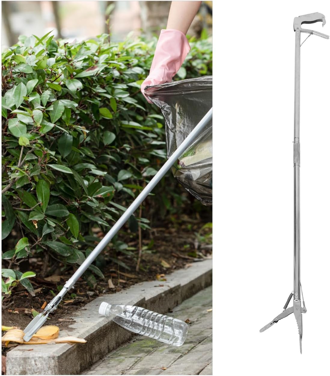 Grabber Pickup Tool Foldable Stainless Steel Clamp for Elderly Disabled Long Reach Gripper Design for Easy Item Retrieval and Trash Pickup