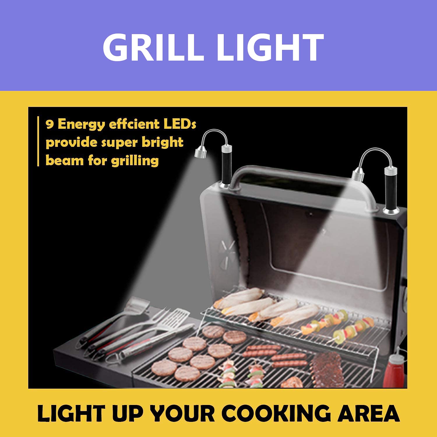Lampe De Barbecue Zoomable Magnétique 40cm - Éclairage LED Flexible Réglable 360° Avec Base Aimantée Pour Camping, Grillades Et Réparations
